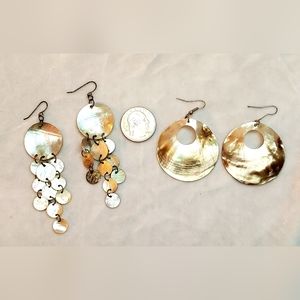 2 Pairs of Handcrafted Sea Shell Dangle Earrings